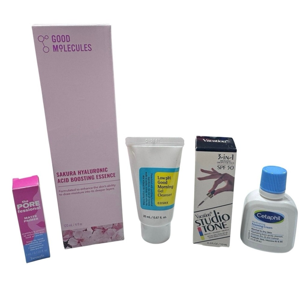 5pc Skincare Lot Good‎ Molecules Benefit Cosrx Vacation Cetaphil Trial Mini